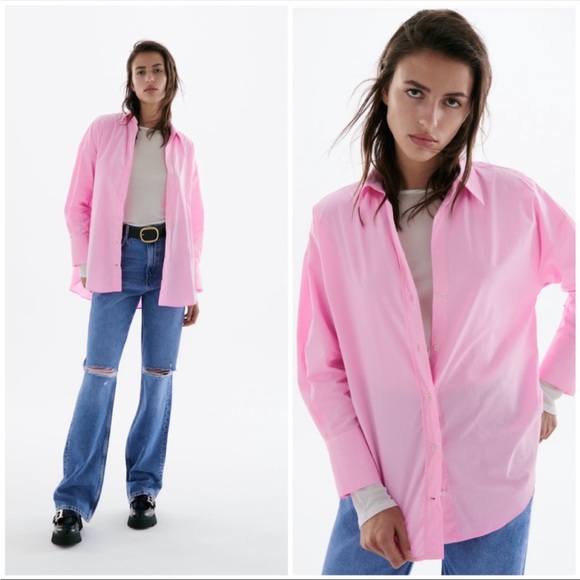 Zara Tops - Zara pink poplin button up down shirt! NWT!